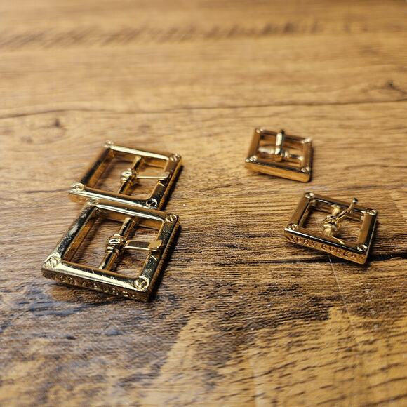 Tory Burch gold buckle leather strap medallion crafting hardware - Picture 7 of 13